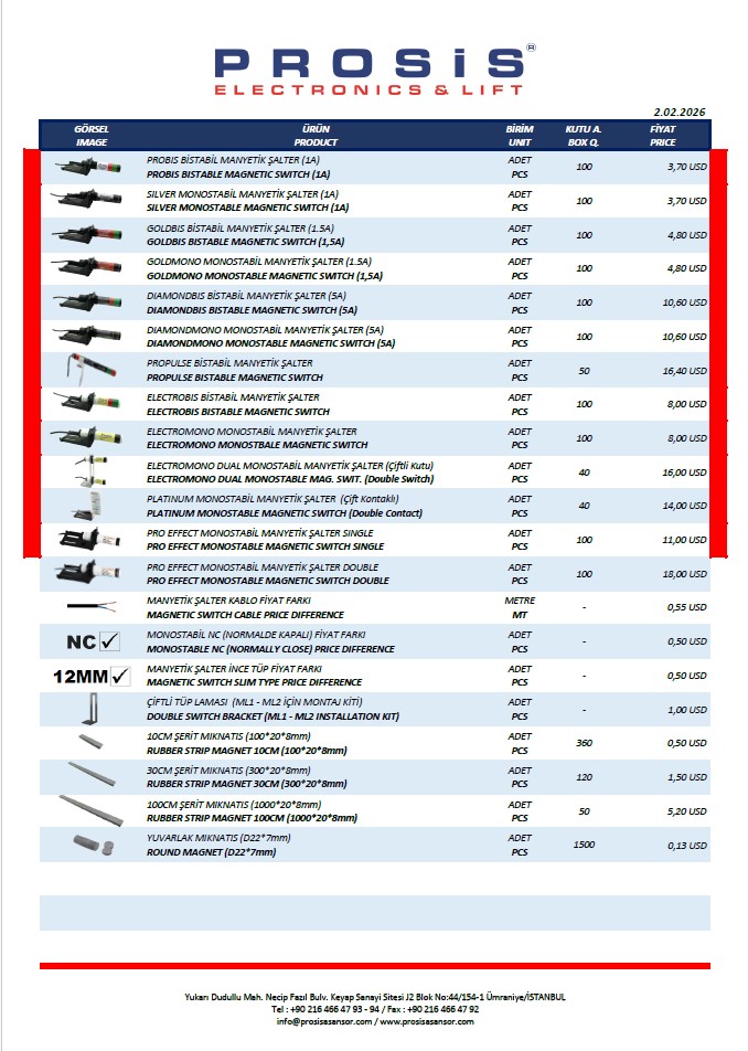 Prosis Fiyat Listesi 2026